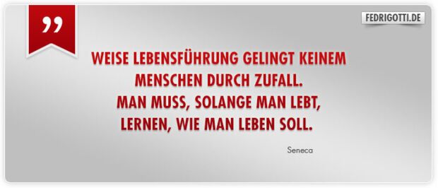 Weise Lebensführung gelingt keinem Menschen durch Zufall. Man muss, solange man lebt, lernen, wie man leben soll.