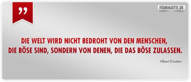 Die Welt wird nicht bedroht von den Menschen, die böse sind, sondern von denen, die das Böse zulassen.